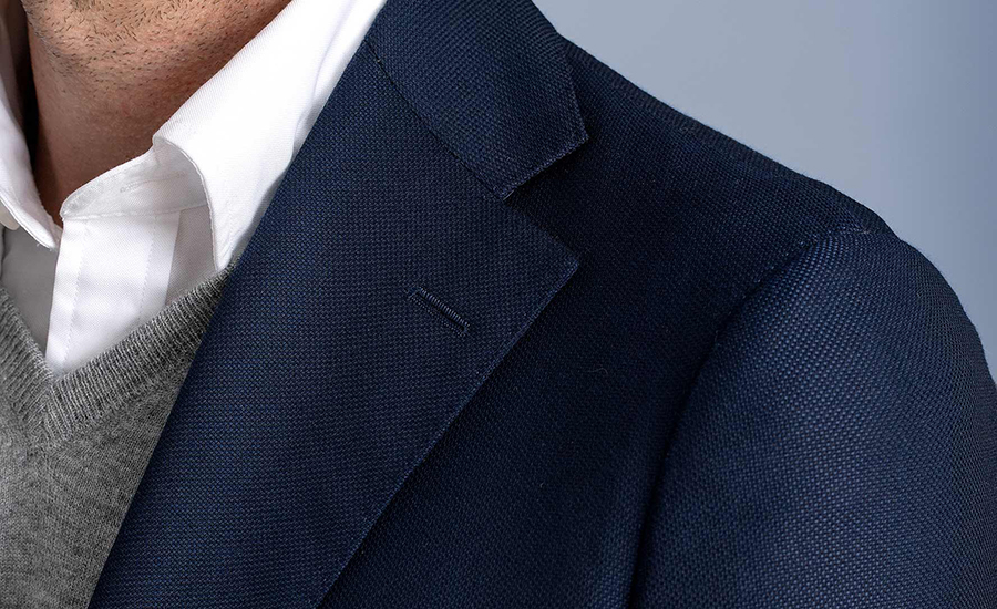 Loro Piana Fabric Navy S130s Hopsack Hudson Jacket - Custom Fit