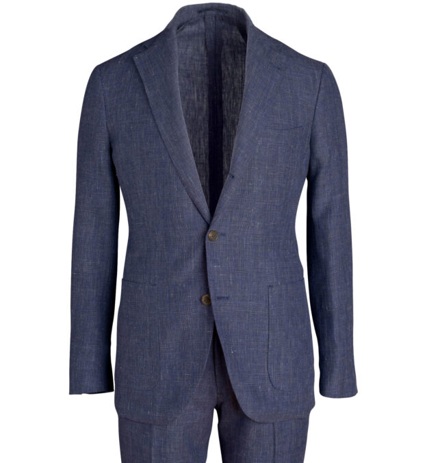 Bedford Faded Navy Glen Plaid Wool and Linen Suit - Custom Fit Tailored ...