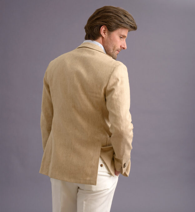 Waverly Beige Stretch Cotton and Linen Twill Jacket - Custom Fit