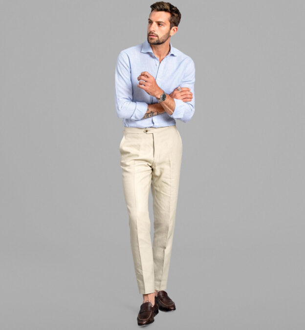 Beige Irish Linen Dress Pant