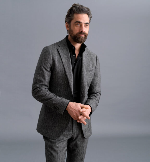 Bedford Charcoal Donegal Herringbone Suit Custom Fit Tailored Clothing