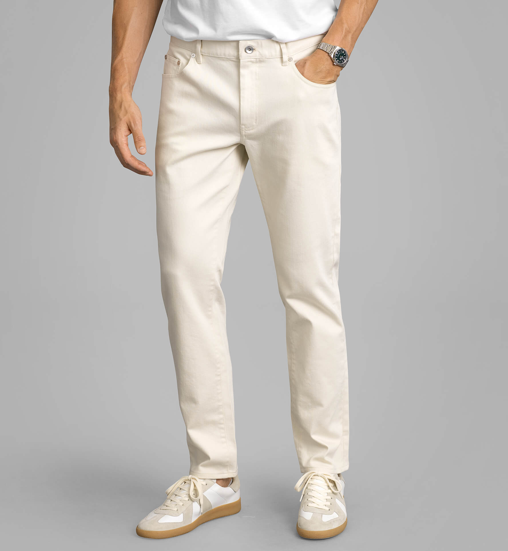 Akita Cream Stretch Organic Slub Twill 5-Pocket - Custom Fit Pants