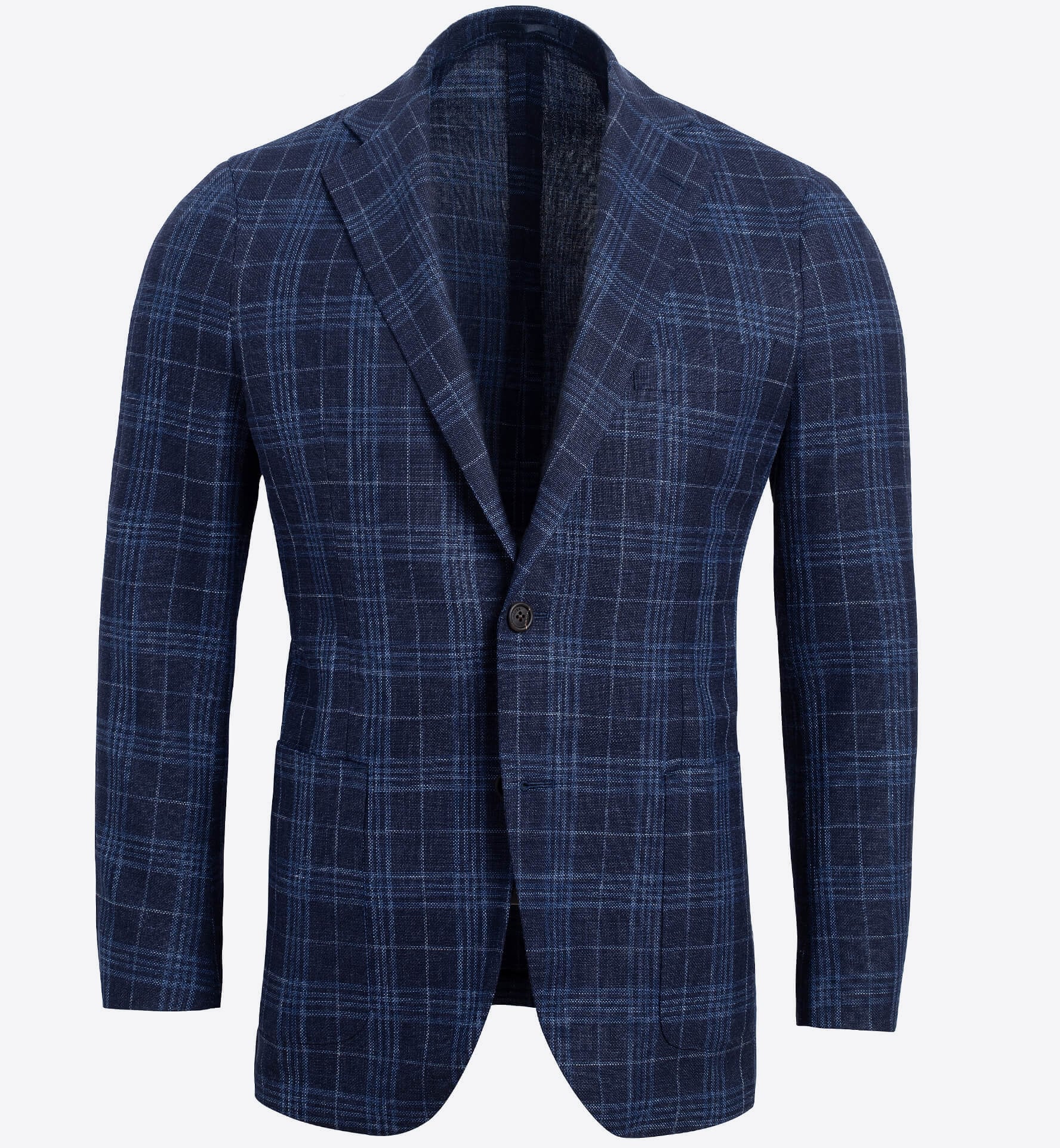 Bedford Navy Plaid Wool Blend Jacket Custom Fit Tailored Clothing 2328