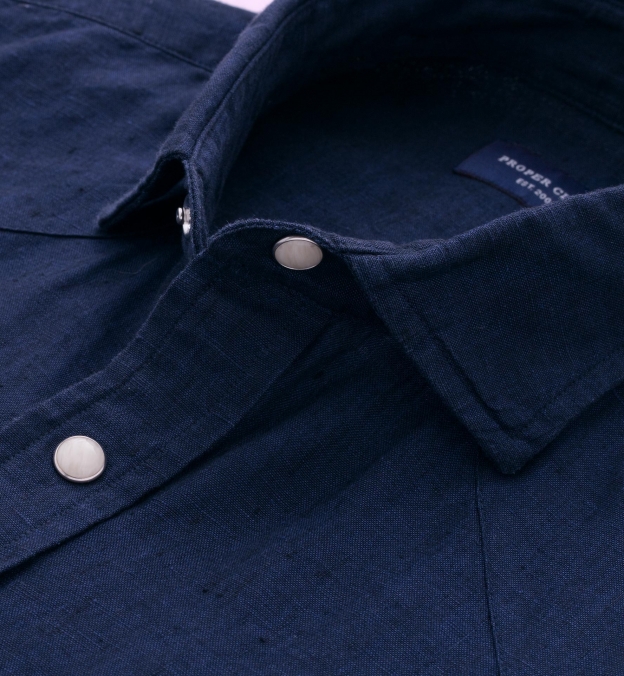 Redondo Navy Linen Tailor Made Shirt by Proper Cloth