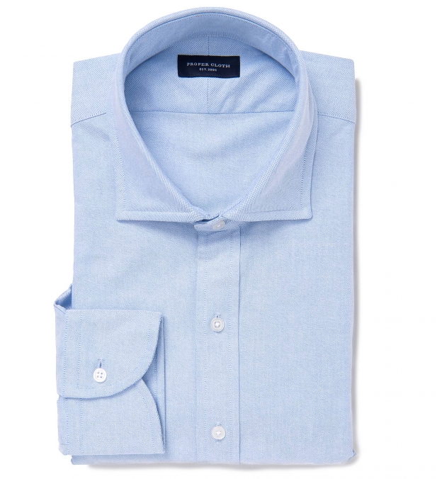 Light Blue Heavy Oxford Cloth Fitted Shirt 