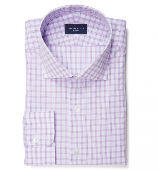 Essex Lavender Multi Check Fitted Shirt Shirt by Proper Cloth