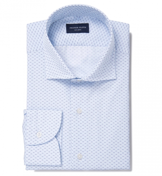 Bari Blue Fan Print Custom Dress Shirt Shirt by Proper Cloth