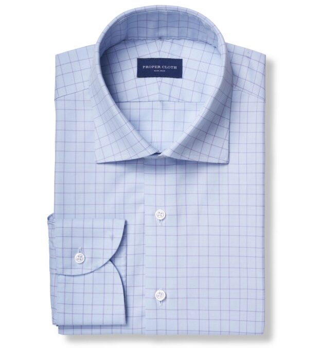 Non-Iron Stretch Lavender and Blue Glen Plaid Shirt by Proper Cloth