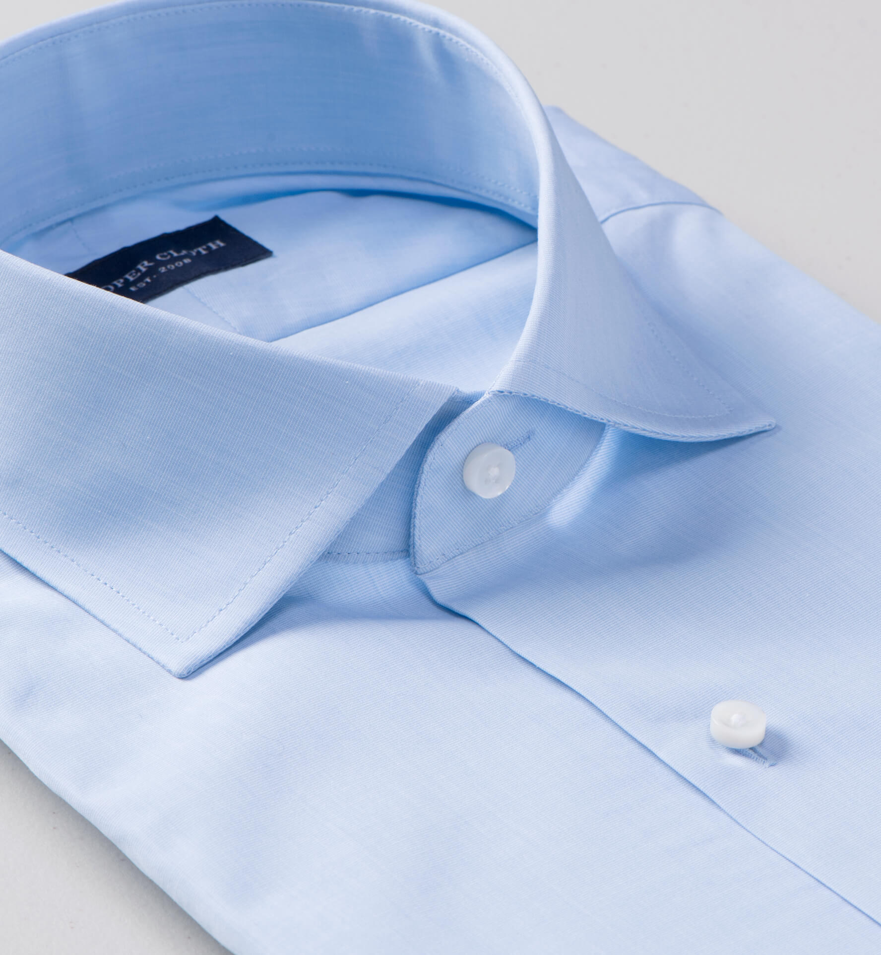 Thomas Mason Luxury Light Blue End-on-End Tailor Made Shirt by Proper Cloth
