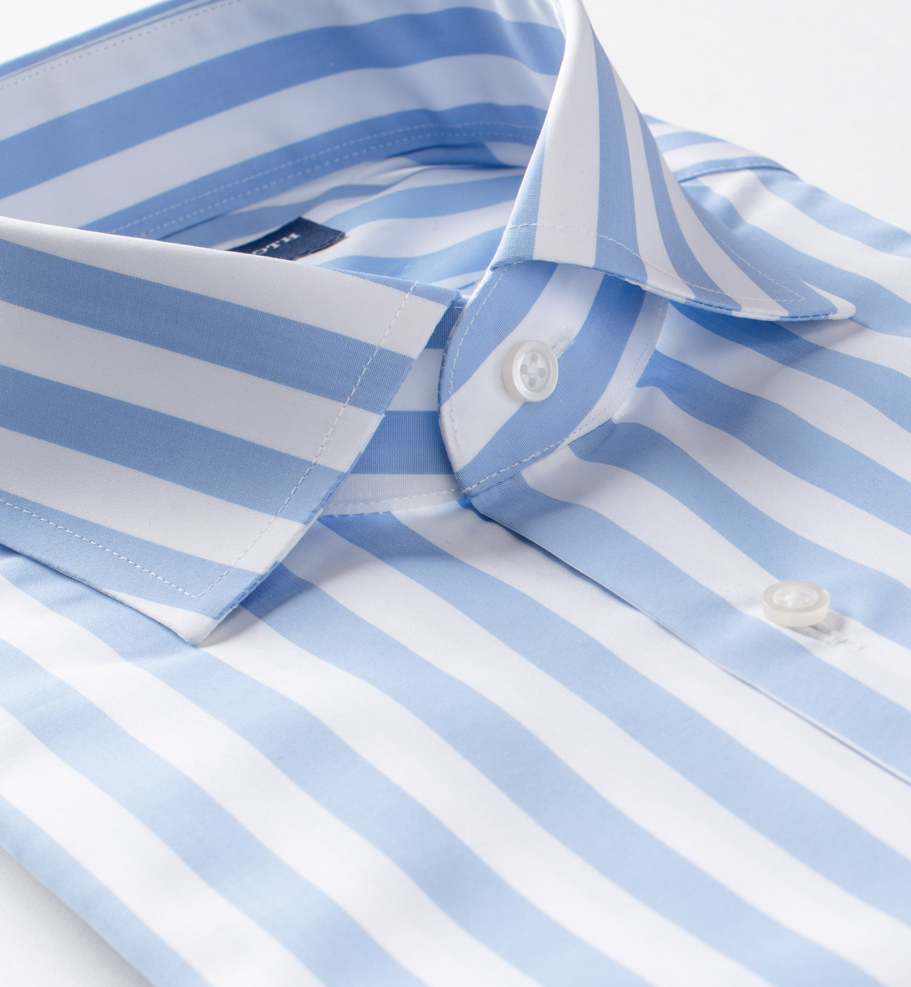 Stanton 120s Light Blue Wide Stripe Custom Dress Shirt by Proper Cloth