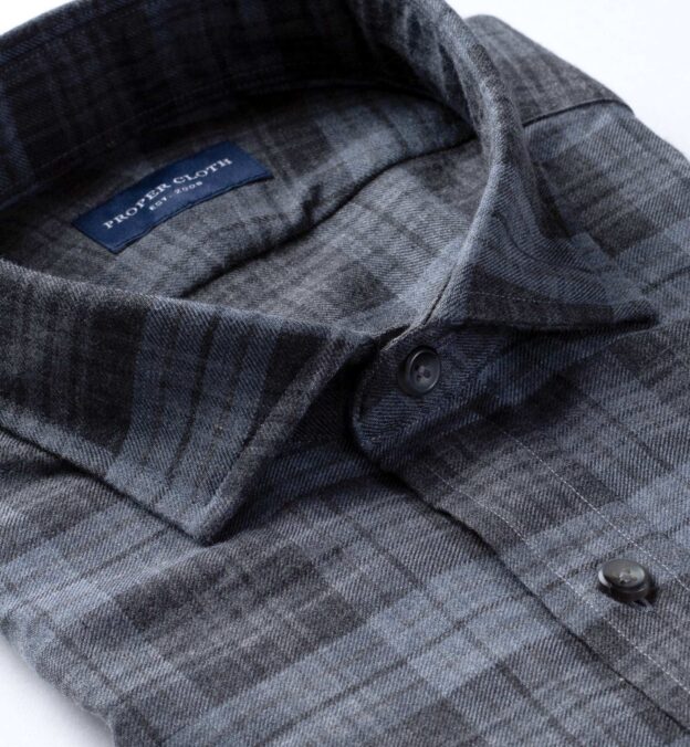 Satoyama Charcoal and Slate Plaid Flannel Tailor Made Shirt by Proper Cloth