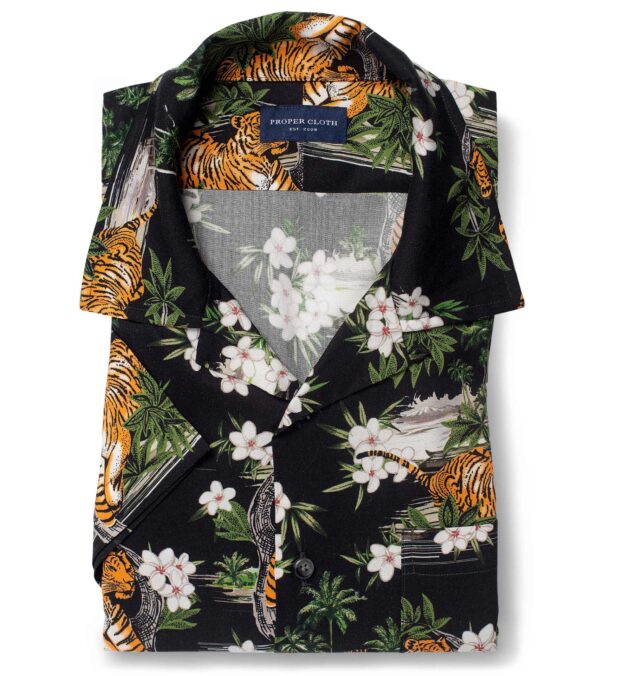 Black tiger print shirt Clearance