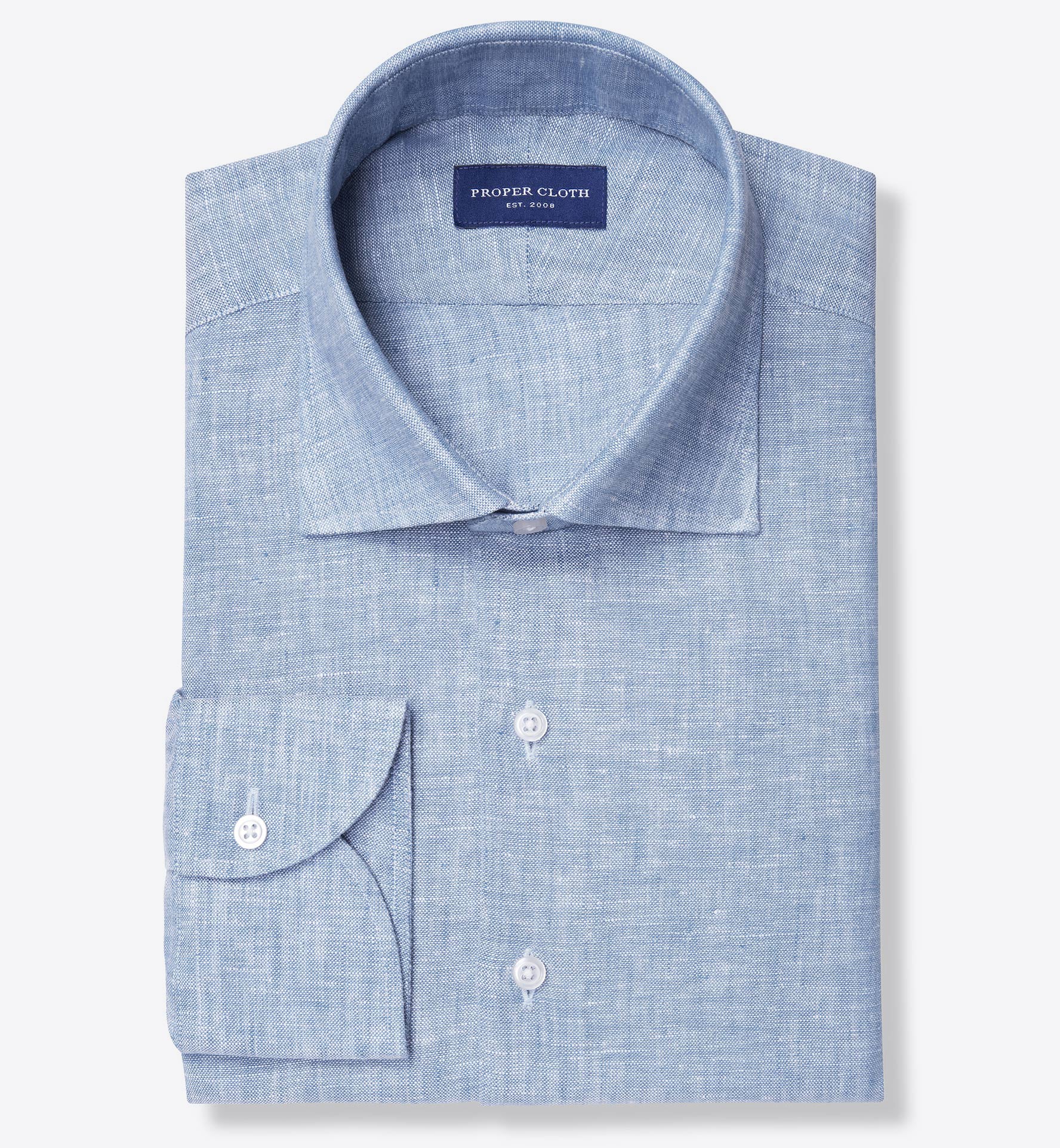 Blue Chambray Washed Linen Shirt by Proper Cloth