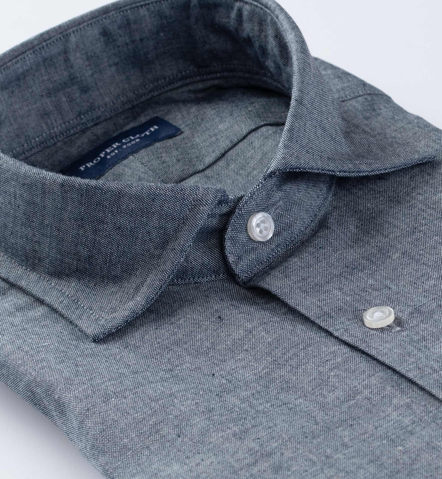 Japanese Dark Indigo Chambray Short Sleeve Shirtby Proper Cloth