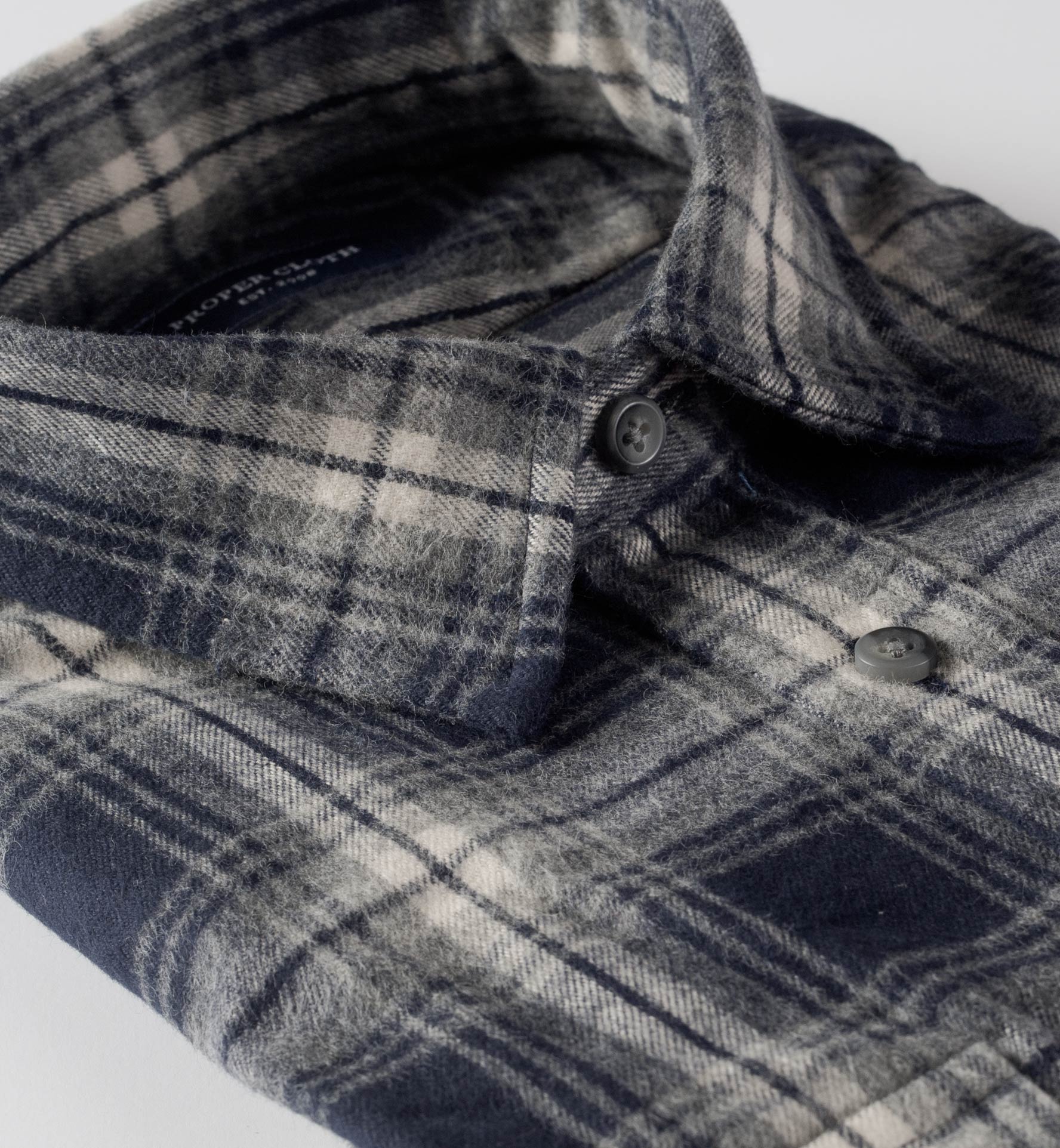 Japanese Navy and Grey Shaggy Plaid Flannel by Proper Cloth