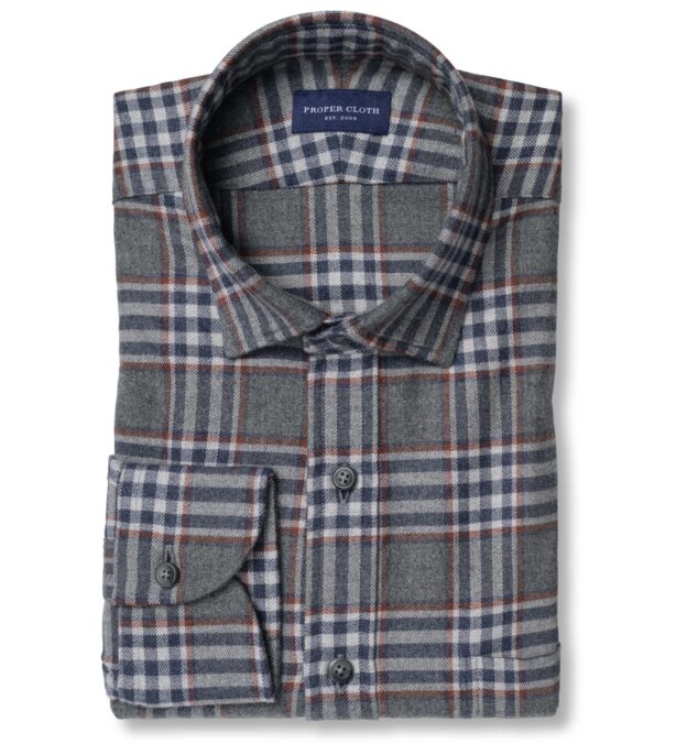 Canclini Grey and Rust Plaid Beacon Flannel