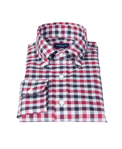 Vincent Red and Navy Plaid Tailor Made Shirt 
