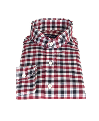 Vincent Red and Navy Plaid Dress Shirt 