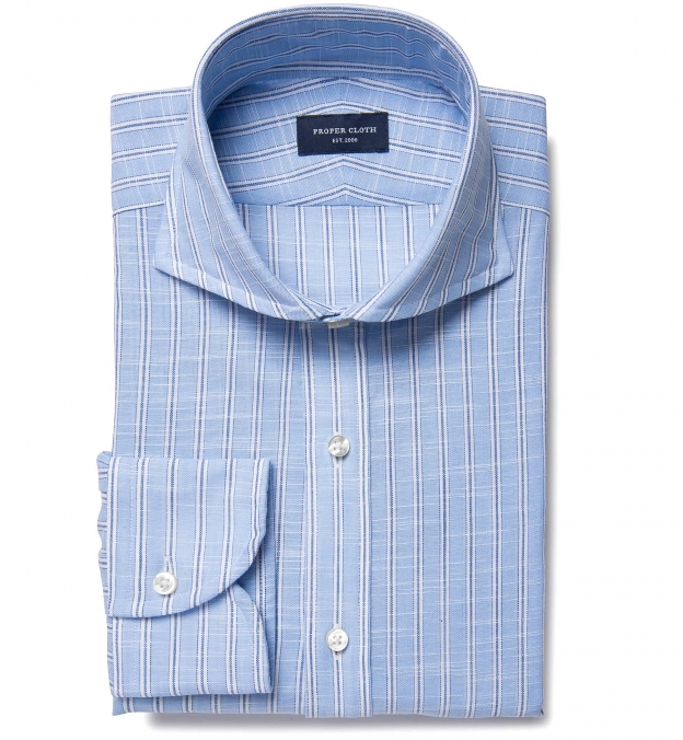 Canclini Blue Slub Stripe Custom Dress Shirt Shirt by Proper Cloth