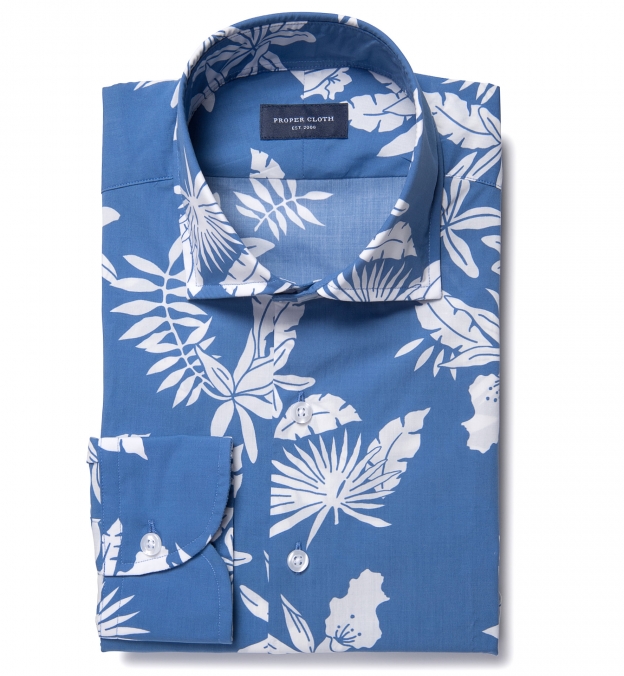 Positano Blue Floral Print Tailor Made Shirt Shirt by Proper Cloth