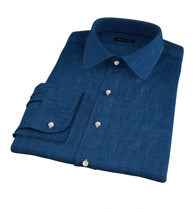 Washed Japanese Blue Slub Weave Custom Dress Shirt Shirt by Proper Cloth