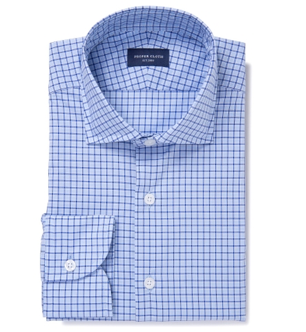 Thomas Mason Light Blue Box Check Dress Shirt by Proper Cloth