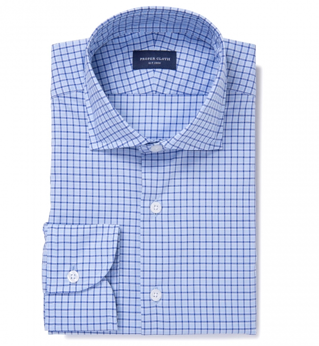 Thomas Mason Light Blue Box Check Dress Shirt Shirt by Proper Cloth