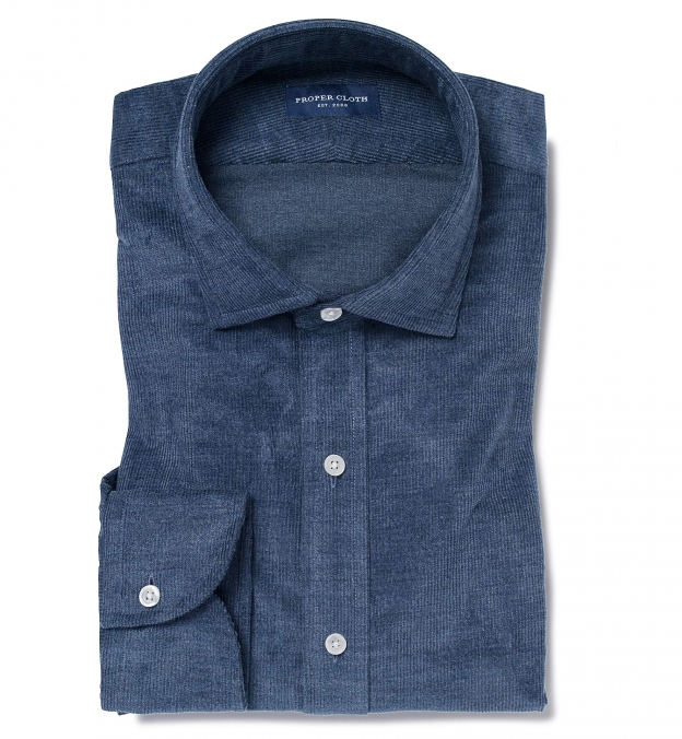 Canclini Slate Blue Melange Corduroy Men's Dress Shirt by Proper Cloth