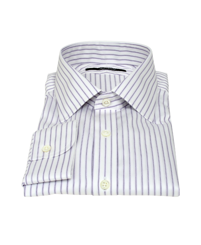 Japanese White and Lavender Custom Dress Shirt 