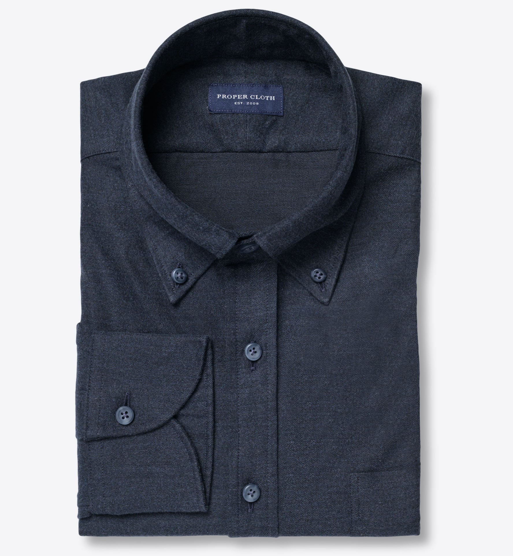 Thomas Mason Navy Melange Flannel Shirt by Proper Cloth