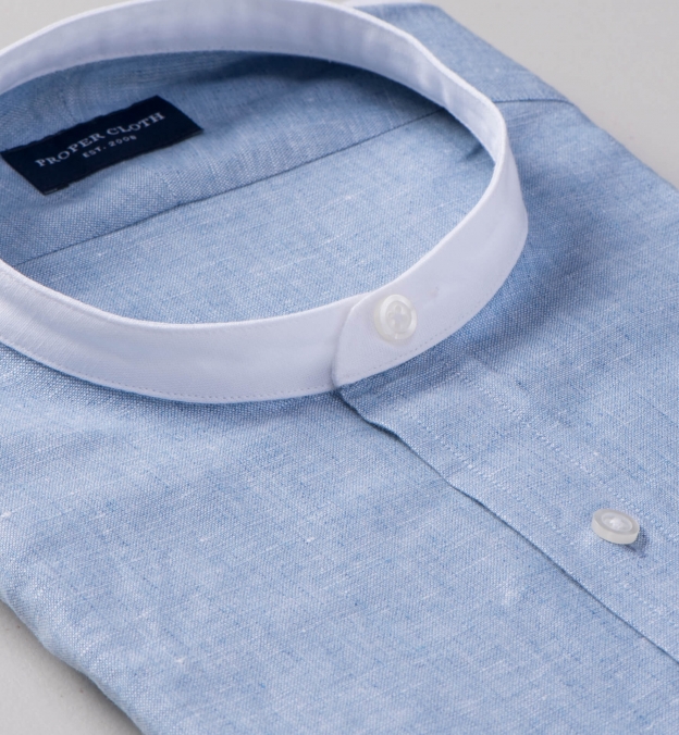 Blue Melange Cotton Linen Blend Tailor Made Shirt by Proper Cloth