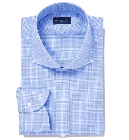 Alden 120s Blue Prince of Wales Check Tailor Made Shirt by Proper Cloth