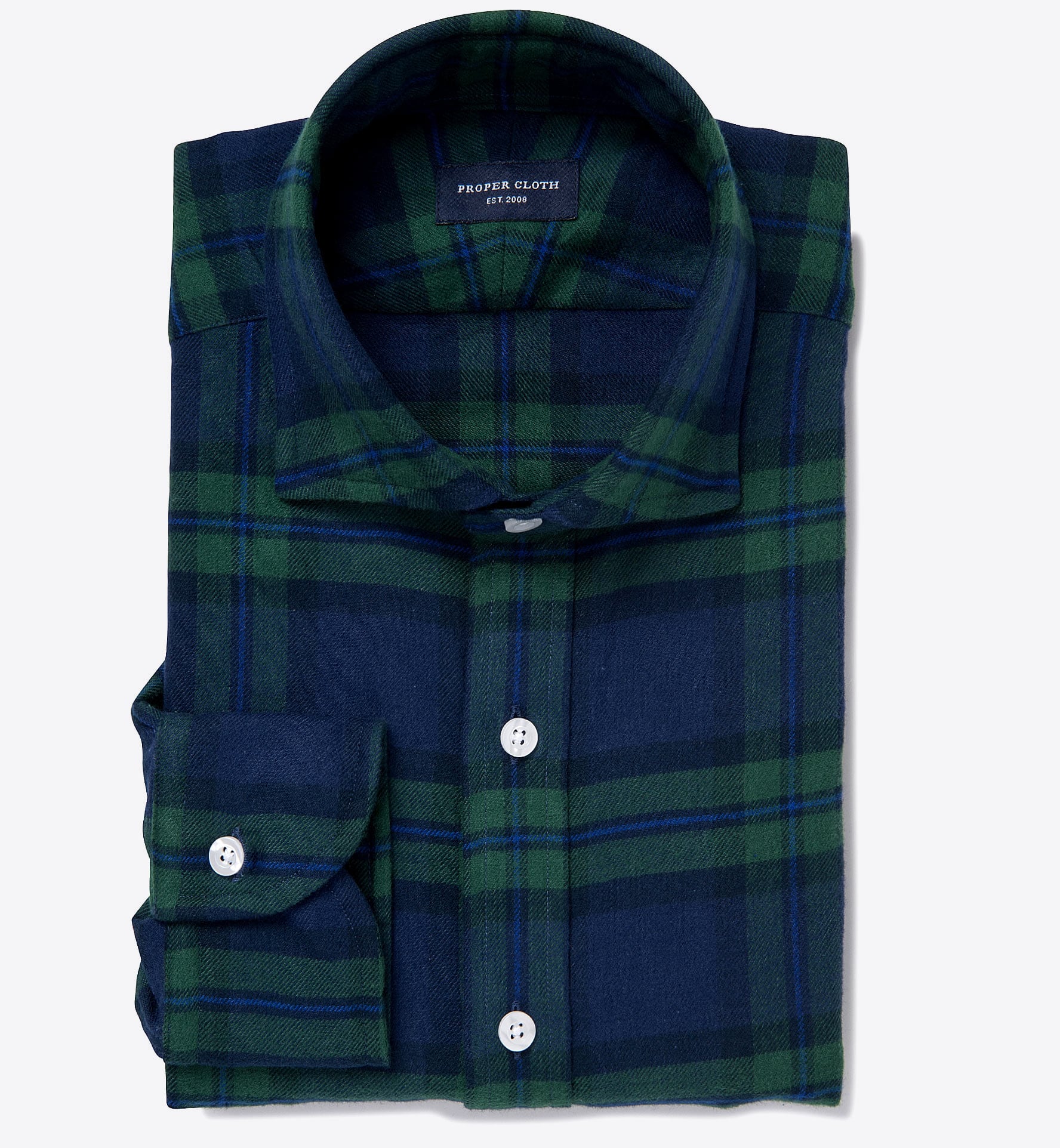 Green and Navy Large Plaid Flannel Fitted Dress Shirt Shirt by Proper Cloth Green and Navy Large Plaid Flannel Fitted Dress Shirt Shirt by Proper Cloth