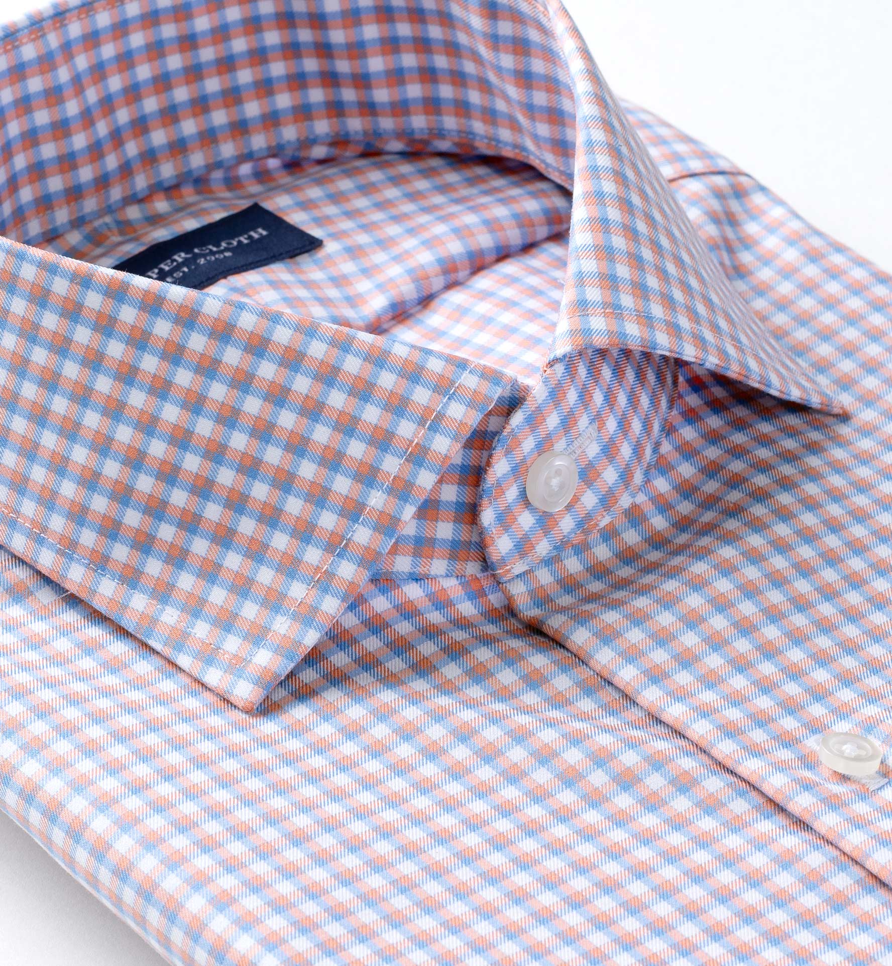 Mayfair Wrinkle-Resistant Orange and Blue Shadow Check Tailor Made ...