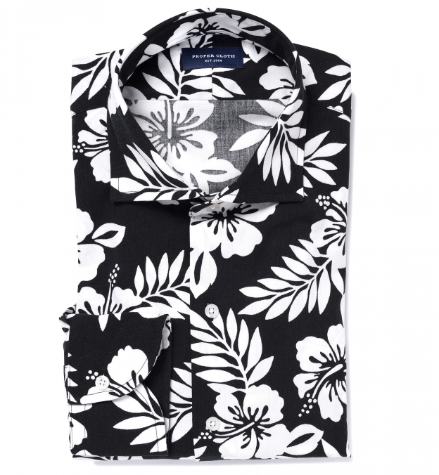 Japanese Black and White Aloha Floral