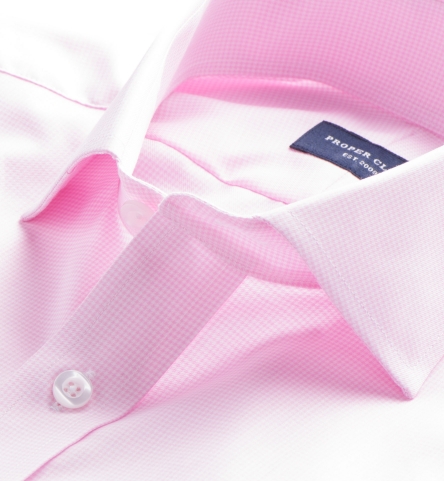 Morris Wrinkle-Resistant Pink Houndstooth Fitted Shirt by Proper Cloth