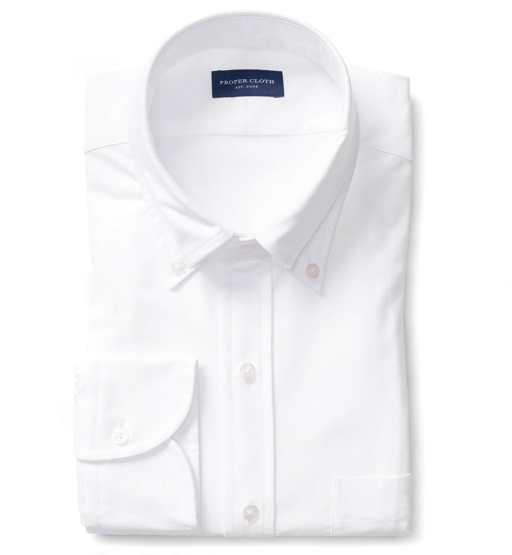 White Heavy Oxford Fitted Dress Shirt ...