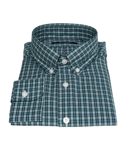Veridian Green Oxford Plaid Men's Dress Shirt 