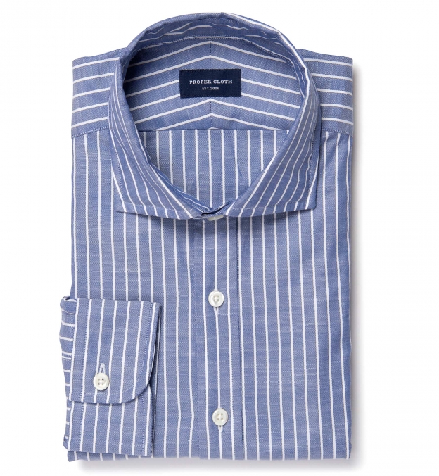 Albini Marine Stripe Oxford Chambray Shirts by Proper Cloth