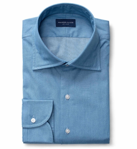 Monti Light Blue Denim Fitted Dress Shirt by Proper Cloth