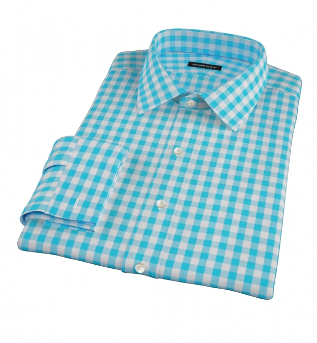 Aqua Large Gingham Shirts by Proper Cloth