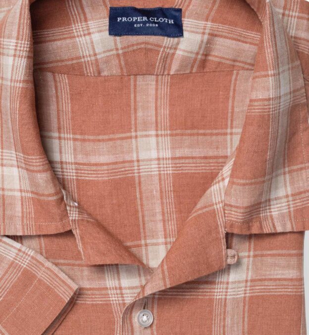 Portuguese Washed Sienna and Beige Shadow Plaid Linen by Proper Cloth