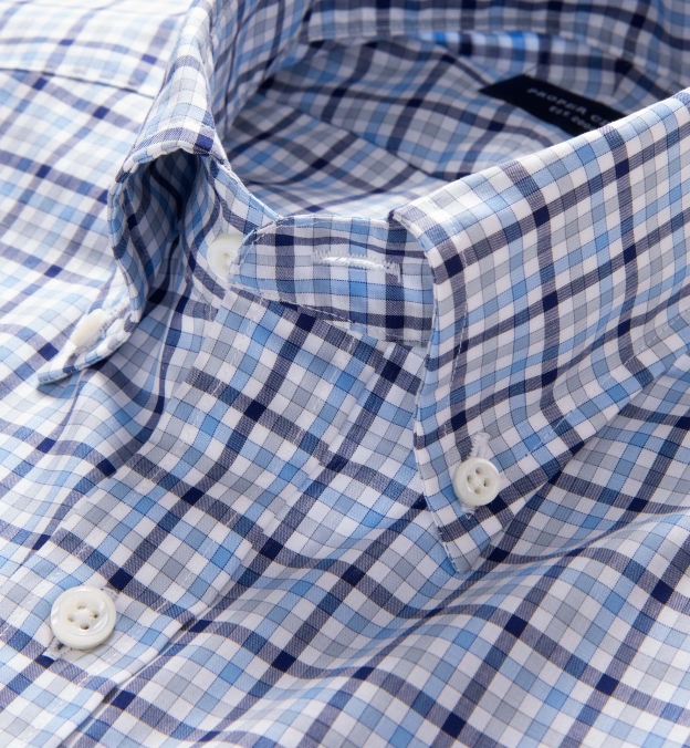 Thomas Mason Navy Grey Check Tailor Made Shirt by Proper Cloth