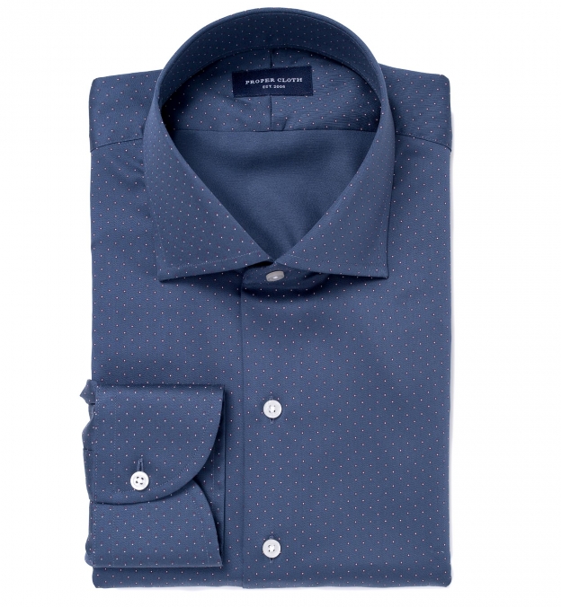 Slate Blue Dot Print Custom Made Shirt Shirt by Proper Cloth