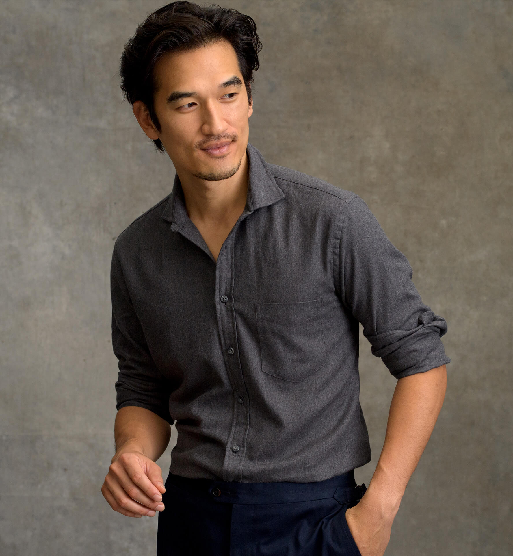 Ludlow Charcoal Melange Brushed Twill by Proper Cloth