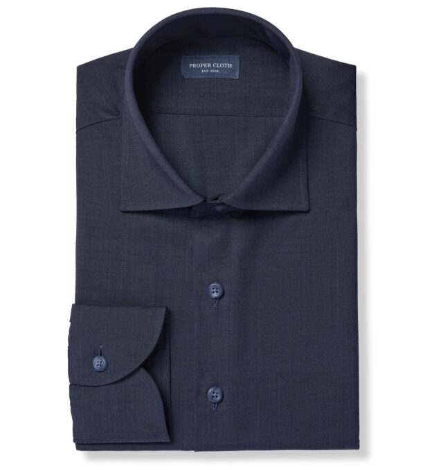 Reda Navy Melange Merino Wool Shirt by Proper Cloth