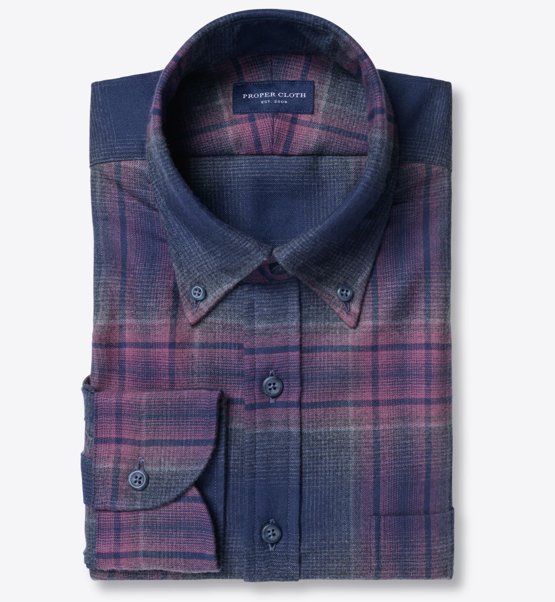 Portuguese Navy Melange Ombre Plaid Shirts by Proper Cloth