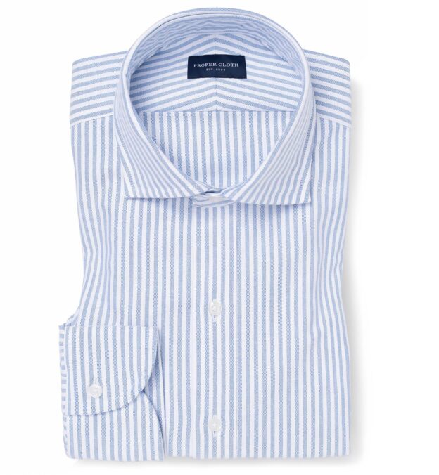Blue University Stripe Heavy Oxford Custom Dress Shirt 