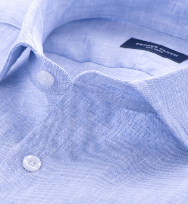 Grandi and Rubinelli Washed Light Blue Lightweight Linen Dress Shirt by ...