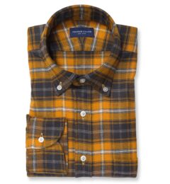 Gold and Charcoal Large Plaid Flannel Image
